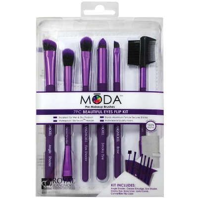 MODA Brush Beautiful Eyes Travel Sized 7pc Flip Kit Makeup Brush Set, Includes Shader, Crease, And Smoky Eye Makeup Brushes 4 MODA Brush Beautiful Eyes Travel Sized 7pc Flip Kit Makeup Brush Set, Includes Shader, Crease, And Smoky Eye Makeup Brushes - Image 4