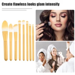 Unique Bargains 8 Pcs Makeup Brush Set Travel Blending Foundation Contour Concealer Blusher Brush