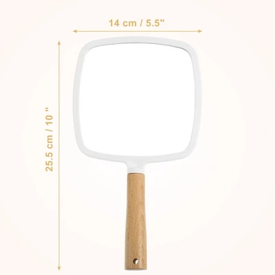 Unique Bargains Square Portable Handheld Wood Handle Vanity Cosmetic Makeup Mirror 1 Pc 3 Unique Bargains Square Portable Handheld Wood Handle Vanity Cosmetic Makeup Mirror 1 Pc - Image 3